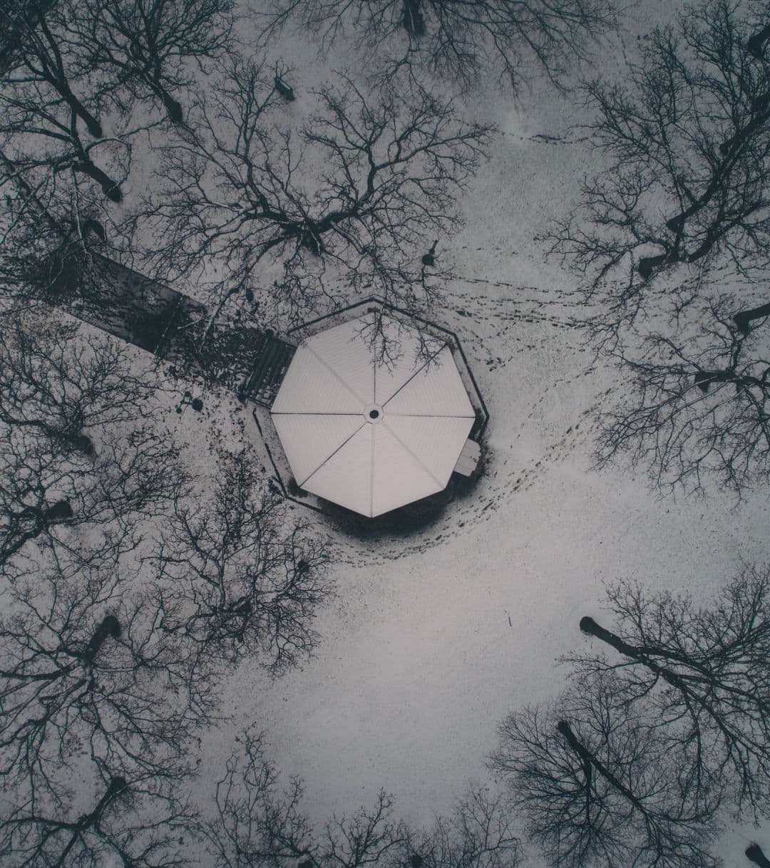 A snow covered gazebo in Fargo