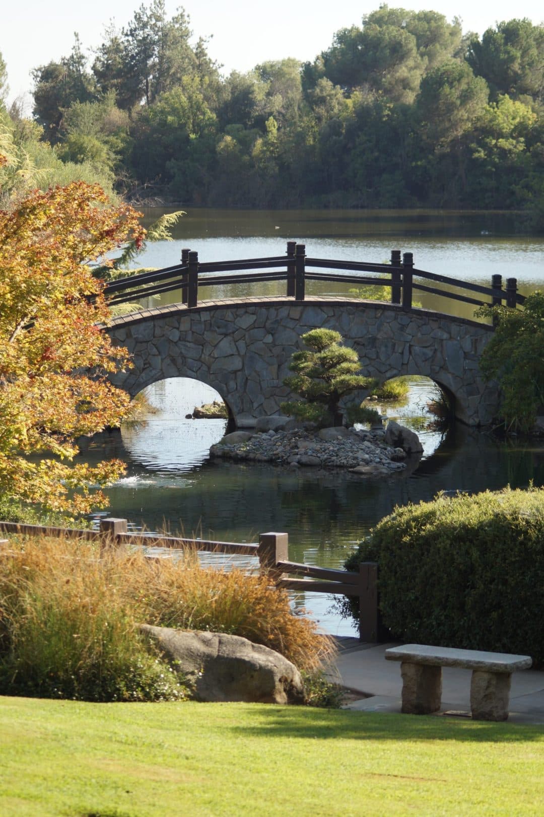 A scenic view of a brdige over water