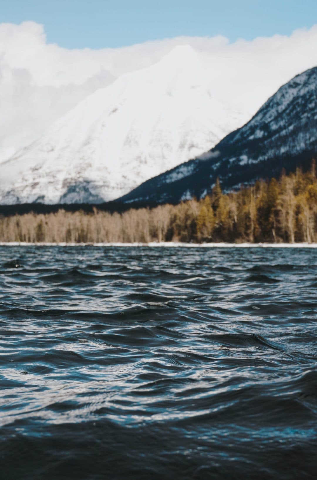 A mountain range overlooking a lake