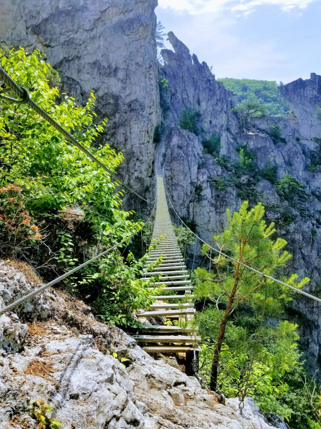 A free floating bridge in the mountains of Huntington