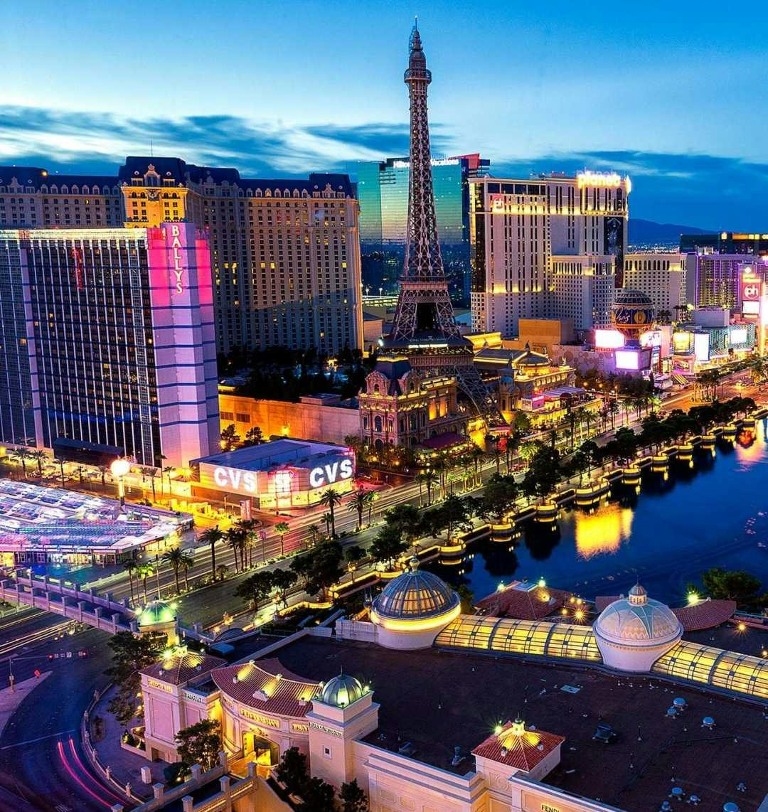 An aerial view of the Las Vegas strip