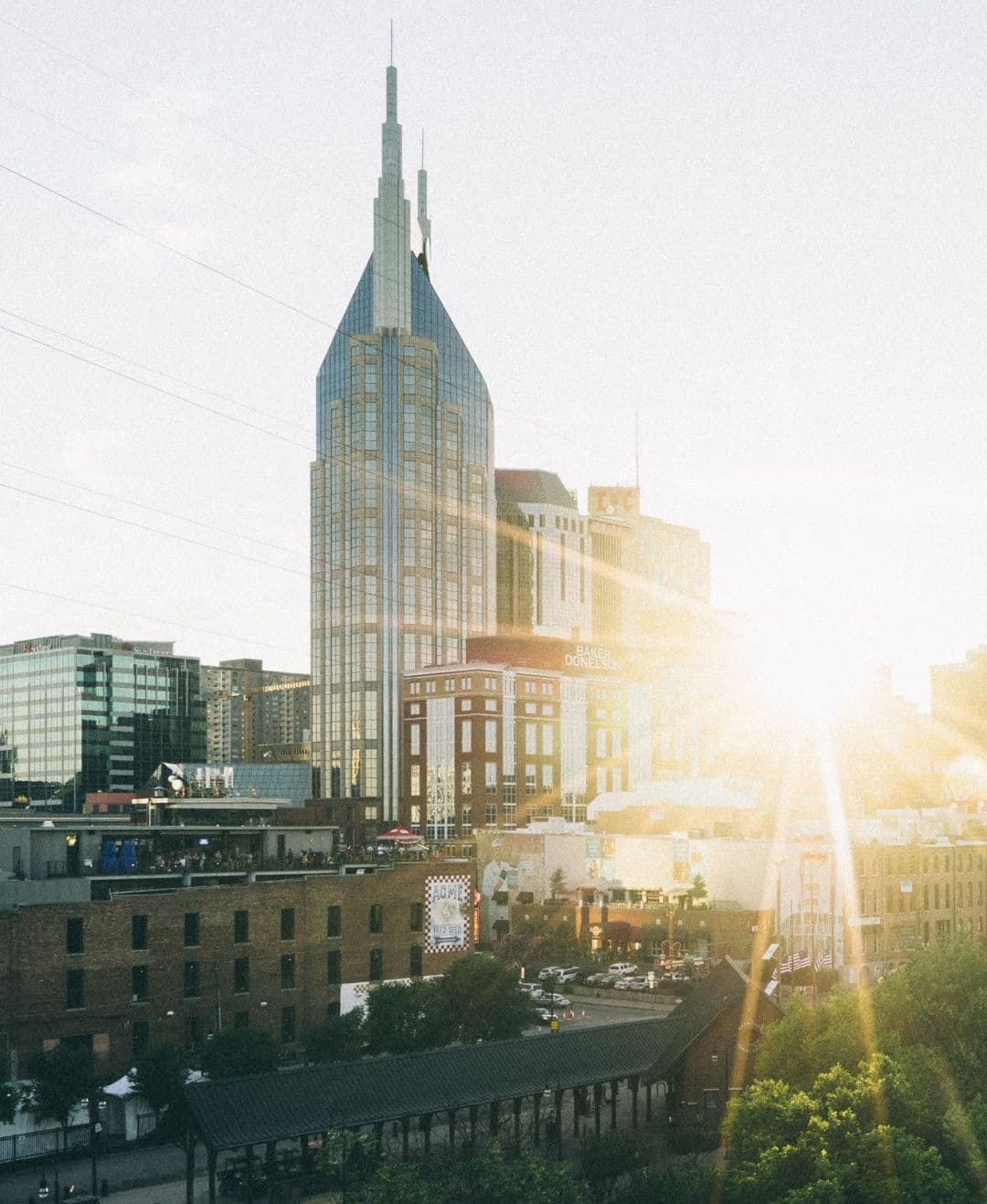 An aerial view of downtown Nashville