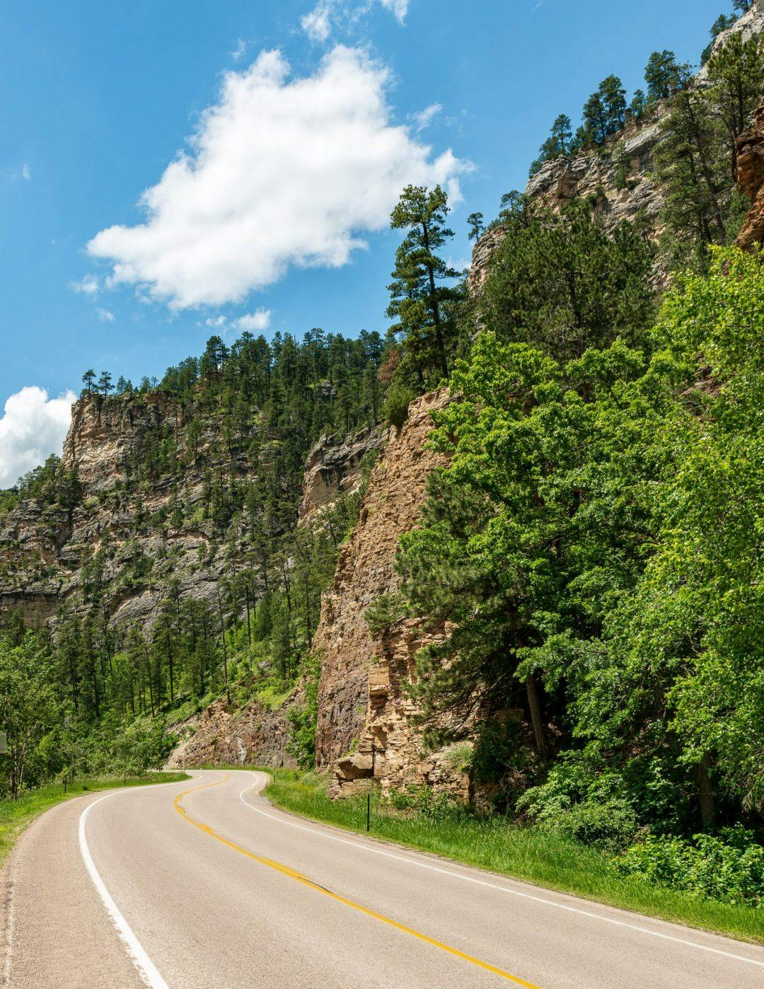 A winding road through the mountains in Rapid City