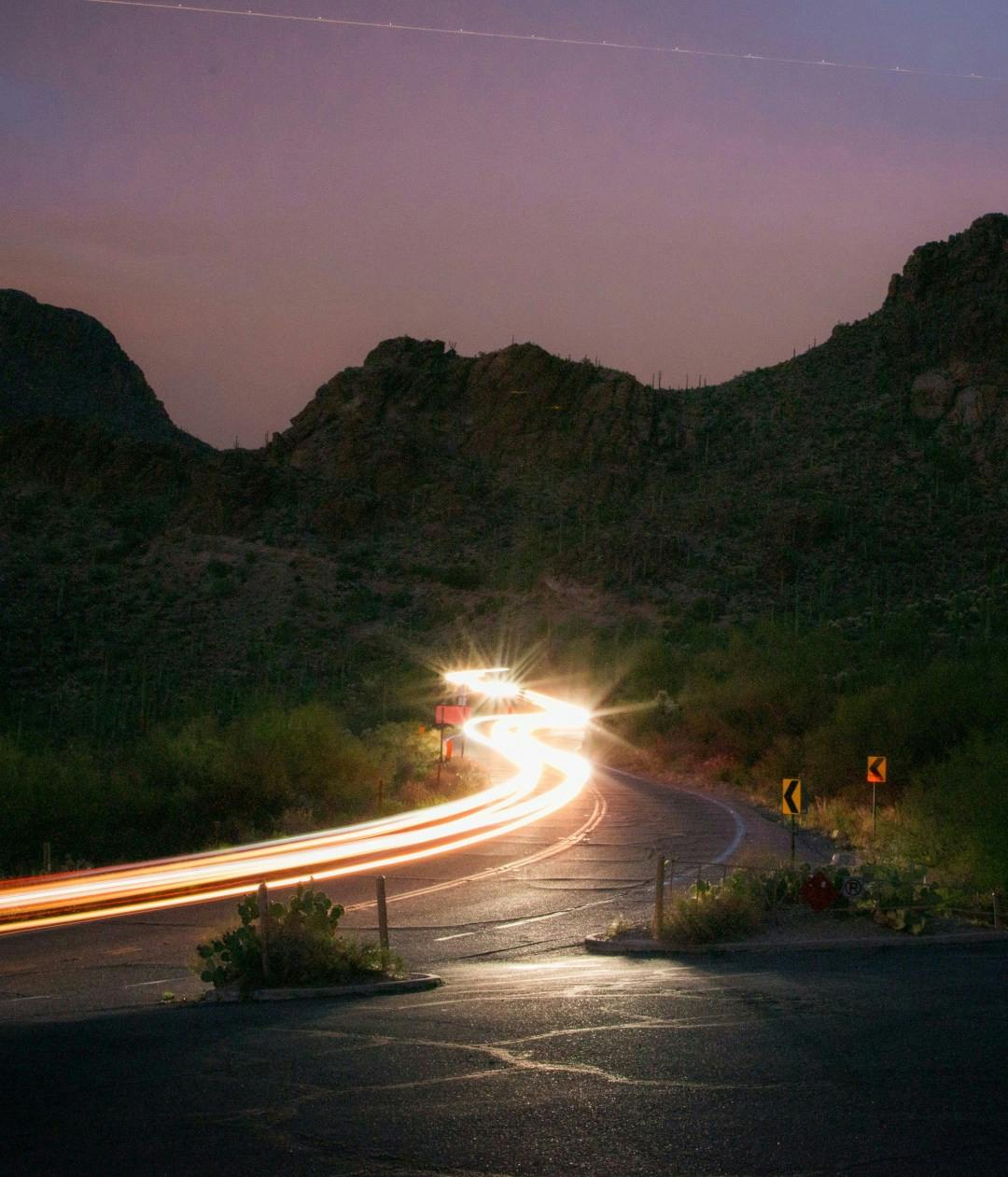 A timelapse image of a highway in Tucson