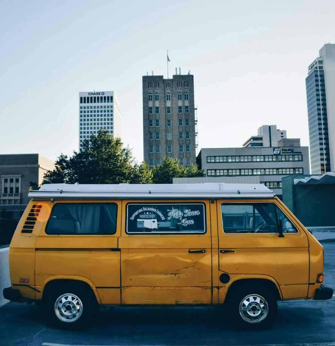 An old yellow van in Tulsa