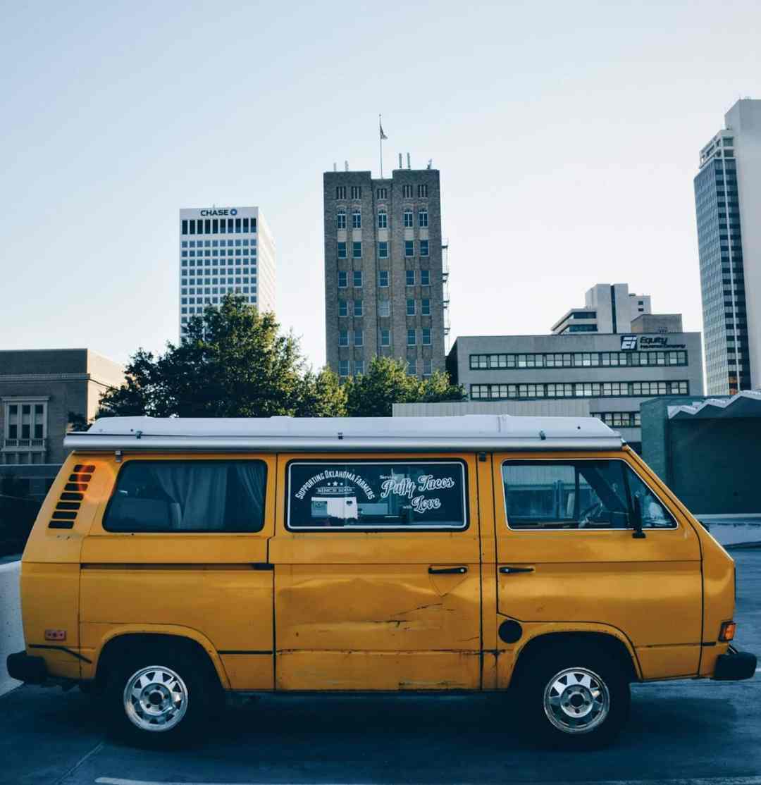 An old yellow van in Tulsa